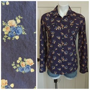 Mossimo Supply Co. western floral snap button front shirt sz M